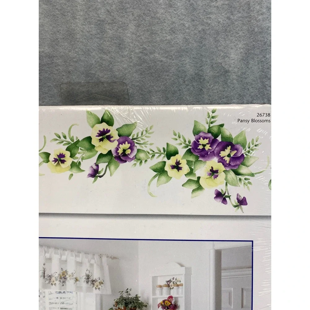 Plaid Stencil Decor Multi Layer Border Stencil Pansy Blossoms 4‎ Sheets